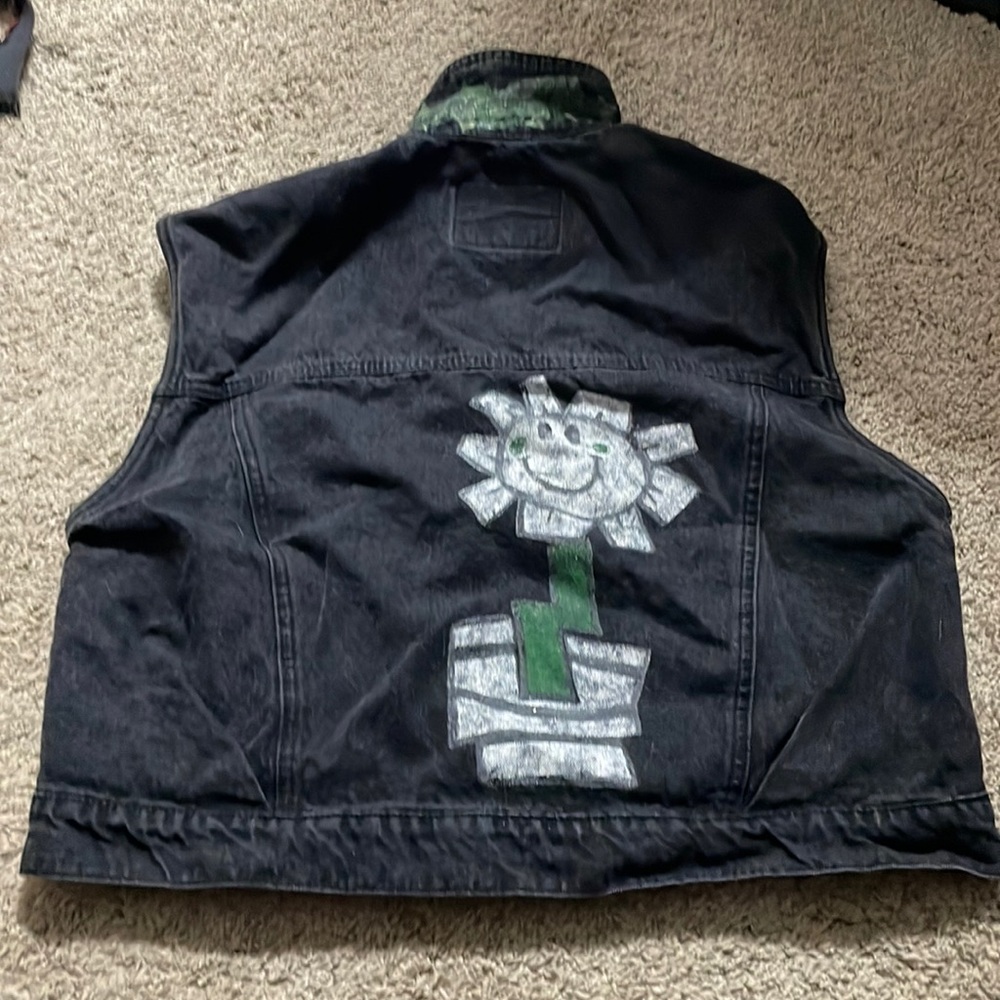 hand painted denim vest green day kerplunk punk billie joe armstrong